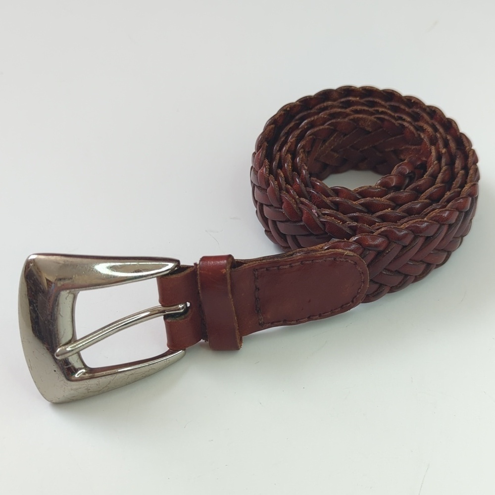 Limited 90's Vintage Classic Braided Genuine Leather Belt Rich Brown S/M